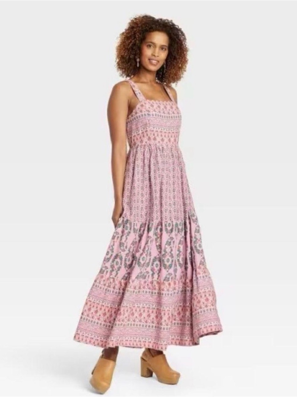NWT Knox Rose Pink Printed Maxi Dress with Straps